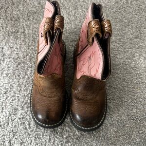 Justin Boots Kids Pink and Brown Boots